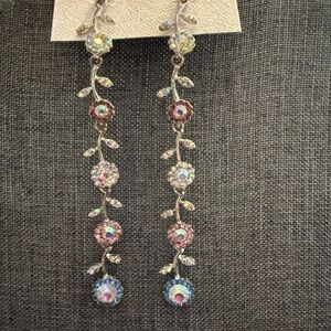Floral Crystal Drop Earrings
